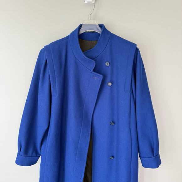 VTG Fashion Blue Overcoat Size 12 Womens Pure New Wool 90s Classic Lady Coat - Picture 2 of 6